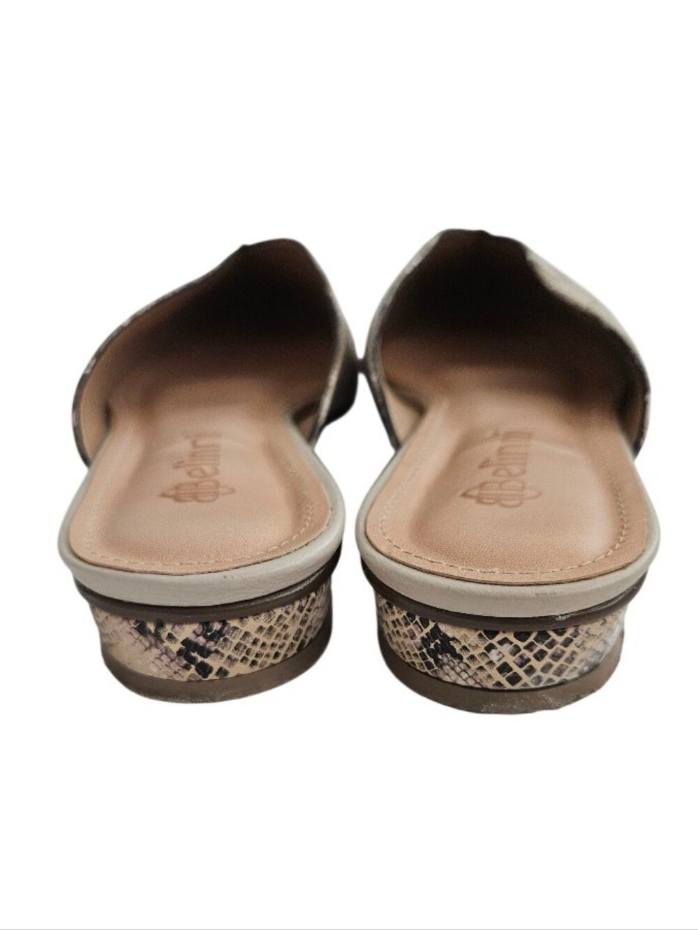 Bellini Beige Snake-Print Pointed Toe Mule - Picture 4 of 9